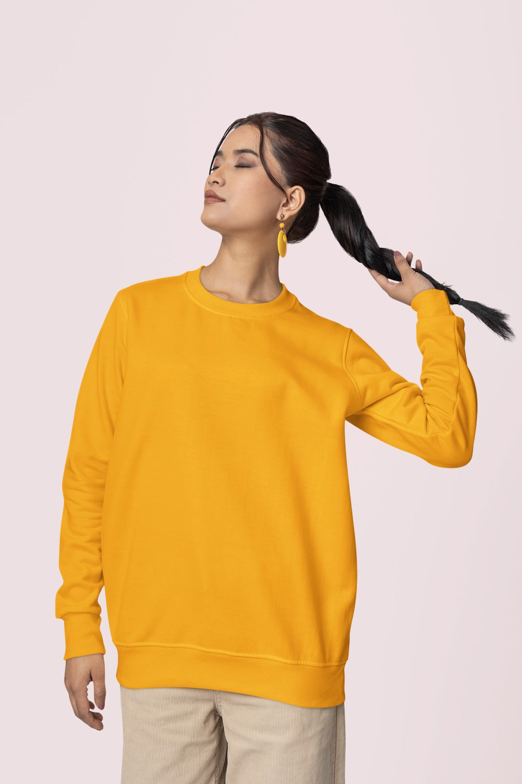 Mustard Yellow Sweatshirt Premium Quality CLOVERCRAFT