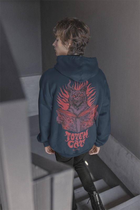Totem Cat Navy Blue Premium Hoodie