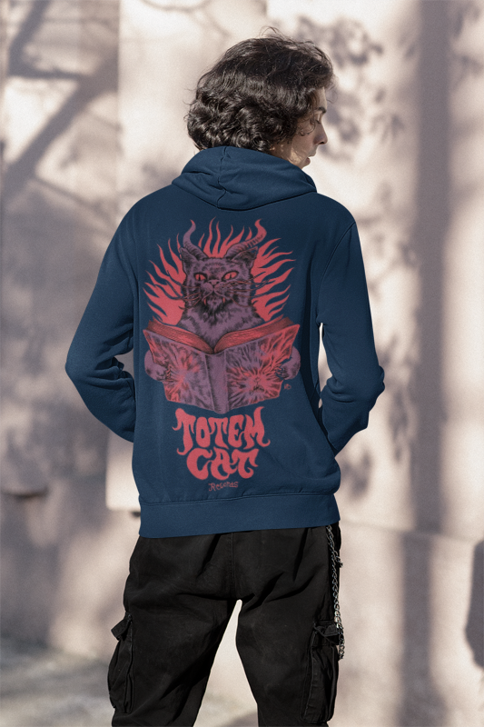 Totem Cat Navy Blue Premium Hoodie