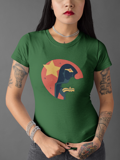 Super Woman Green Premium Regular TShirt