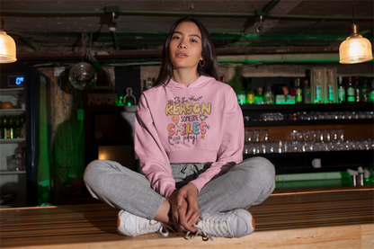 Smile Baby Pink Cropped Premium Hoodie