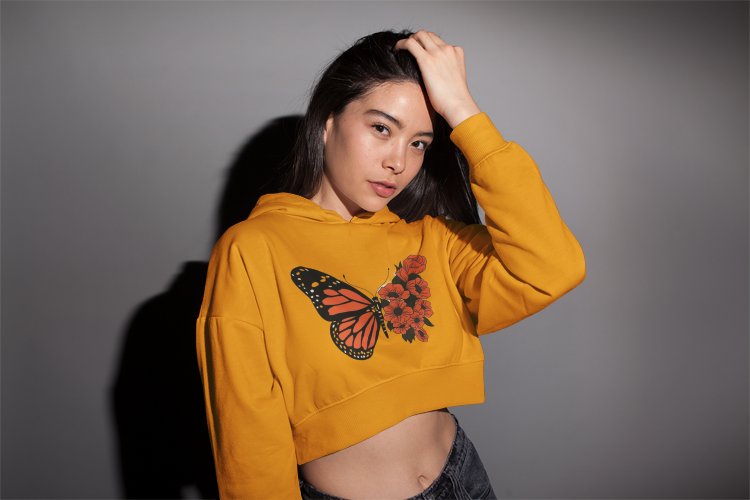 Relief Mustard Yellow Premium Cropped Hoodie