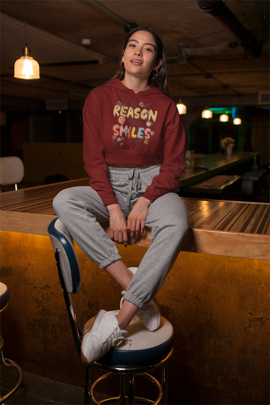 Smile Maroon Premium Cropped Hoodie