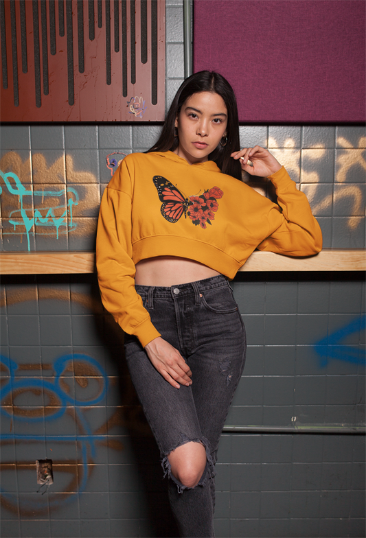 Relief Mustard Yellow Premium Cropped Hoodie