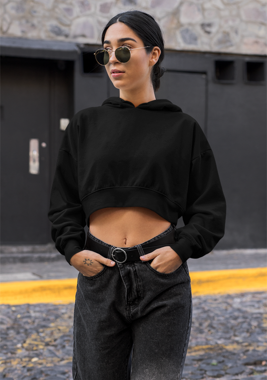 Black Premium Cropped Hoodie